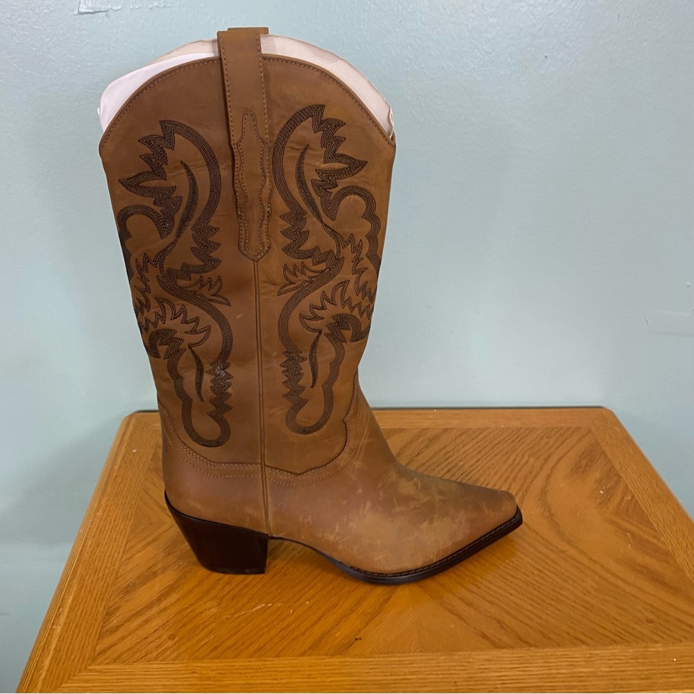 Jeffrey Campbell Dagget Boots Leather Brown Cowboy Cowgirl‎ Size 11 Western